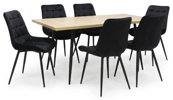 Set masă extensibilă Lisabona Stejar cu 6 Scaune Onix Negru