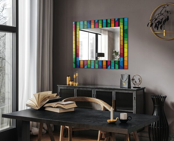 Oglindomat.ro Oglinda perete decorativa Oglinda perete decorativa Fâșii de sticlă colorată lpp-00277224