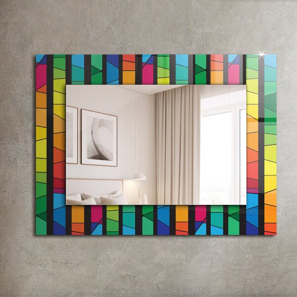 Oglindomat.ro Oglinda perete decorativa Oglinda perete decorativa Fâșii de sticlă colorată lpp-00277224
