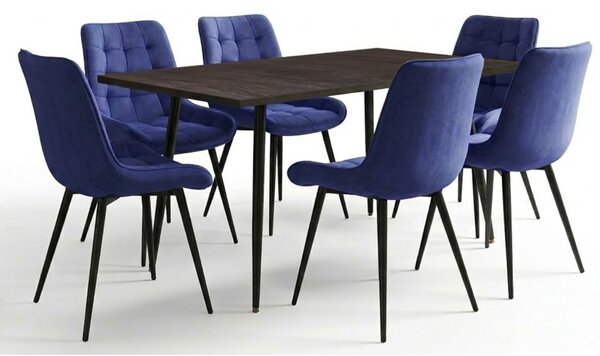 Set masă extensibilă Lisabona Wenge cu 6 Scaune Onix Albastru