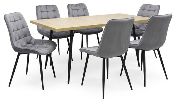 Set masă extensibilă Lisabona Stejar cu 6 Scaune Onix Gri