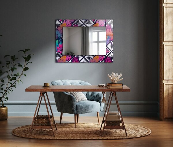 Oglindomat.ro Oglinda decor perete Oglinda decor perete Frunze tropicale colorate lpp-00277234