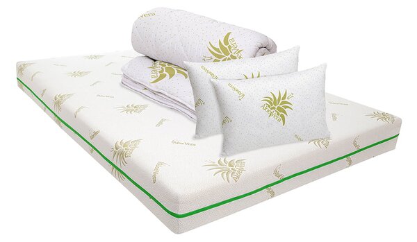 Saltea Ortopedica Bedora Relax Aloe Vera Free Air iSomn Pachet 160x200 cm, memory foam, medie/tare, 17 cm, anatomica, husa antialergica, tratat cu Aloe Vera