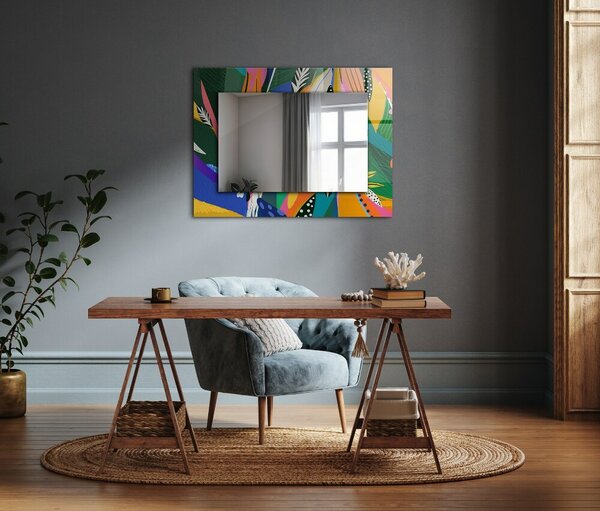 Oglindomat.ro Oglinda rama cu imprimeu Oglinda rama cu imprimeu Motiv abstract colorat lpp-00277260