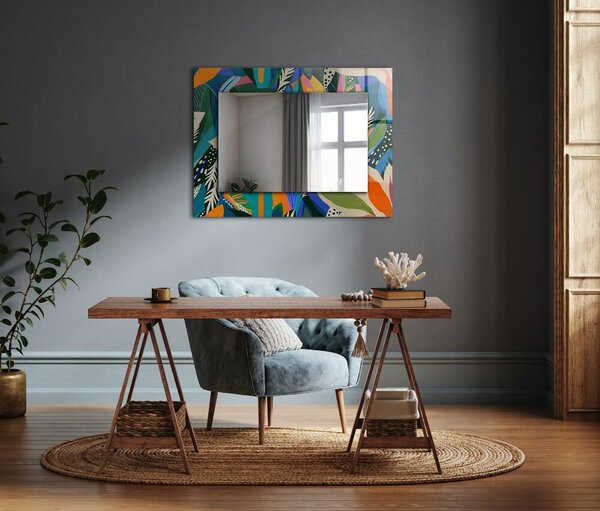 Oglindomat.ro Oglinda rama cu imprimeu Oglinda rama cu imprimeu Flori abstracte colorate lpp-00277271