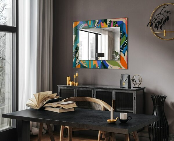 Oglindomat.ro Oglinda rama cu imprimeu Oglinda rama cu imprimeu Flori abstracte colorate lpp-00277271