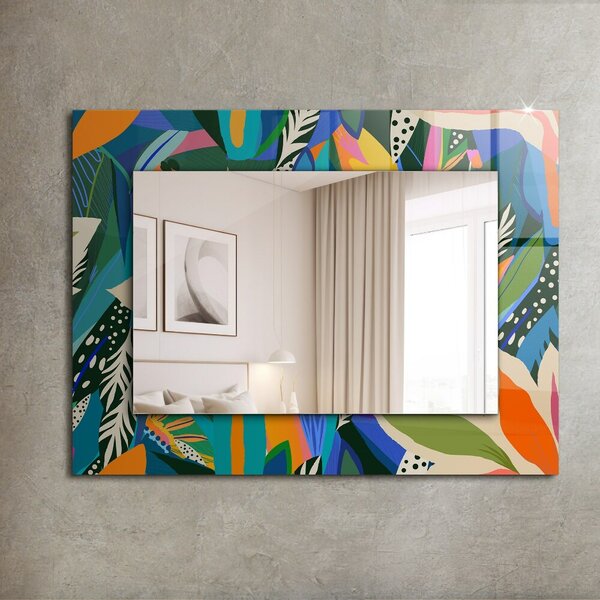 Oglindomat.ro Oglinda rama cu imprimeu Oglinda rama cu imprimeu Flori abstracte colorate lpp-00277271