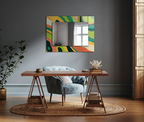 Oglindomat.ro Oglinda cu rama imprimata Oglinda cu rama imprimata Motiv geometric lpp-00277290