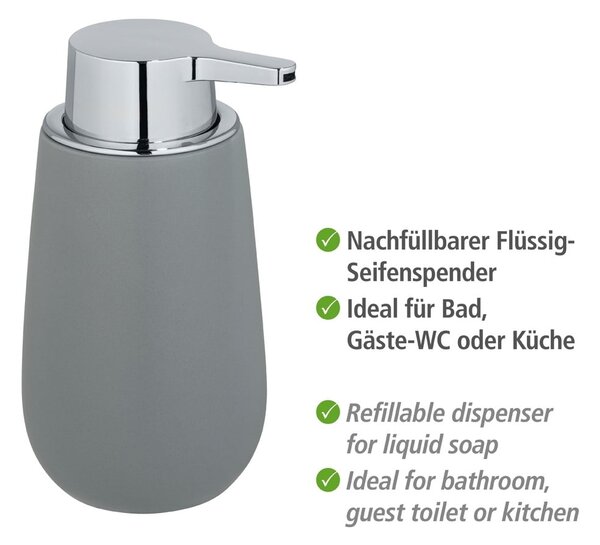 Dozator de săpun lichid gri din ceramică 320 ml Badi – Wenko