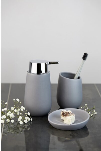 Dozator de săpun lichid gri din ceramică 320 ml Badi – Wenko