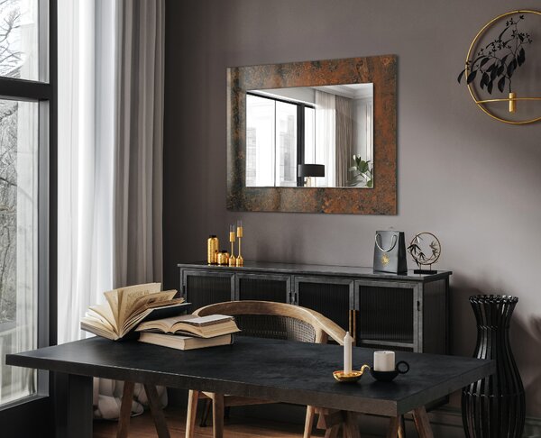 Oglindomat.ro Oglinda rama cu imprimeu Oglinda rama cu imprimeu Desen abstract în galben lpp-00277346