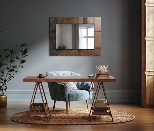 Oglindomat.ro Oglinda rama cu imprimeu Oglinda rama cu imprimeu Desen abstract în galben lpp-00277346