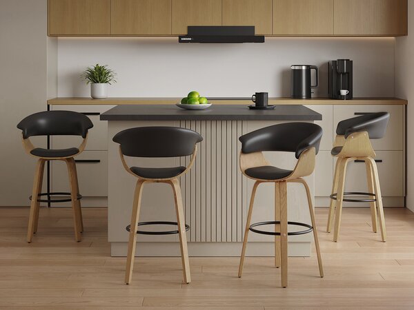 Scaun bar Elynah 75 (negru + stejar). Promo -22%. 1136383