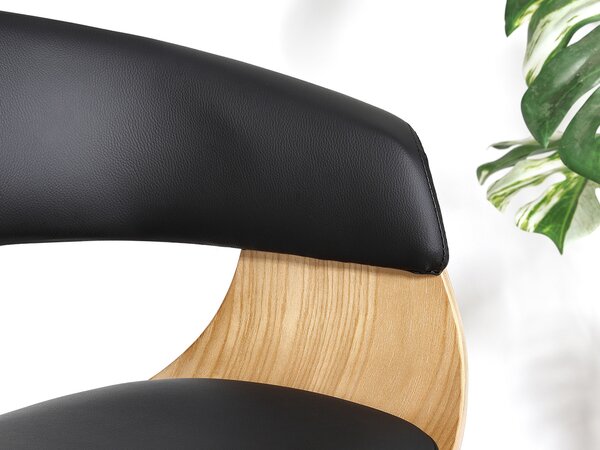 Scaun bar Elynah 75 (negru + stejar). Promo -22%. 1136383