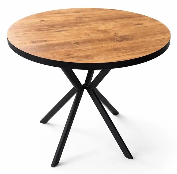 Masa de bucatarie rotunda din MDF, nuc-negru, Homs 80x80x75 cm