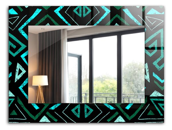 Oglindomat.ro Oglinda cu decor Oglinda cu decor Motive geometrice în turcoaz lpp-00277377