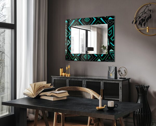 Oglindomat.ro Oglinda cu decor Oglinda cu decor Motive geometrice în turcoaz lpp-00277377