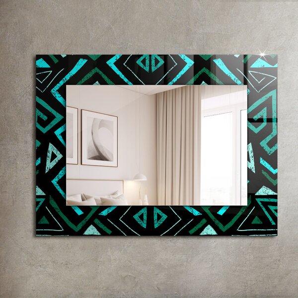 Oglindomat.ro Oglinda cu decor Oglinda cu decor Motive geometrice în turcoaz lpp-00277377