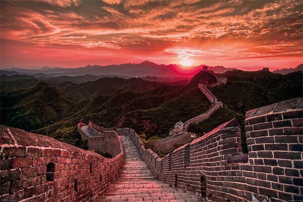 Poster The Great Wall Of China - Sunset, (91.5 x 61 cm)