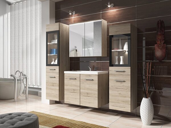 Mobilier baie Apoleon II (san remo) (fără baterie, fără sifon, cu lavoar) (cu iluminat LED alb). 1121801
