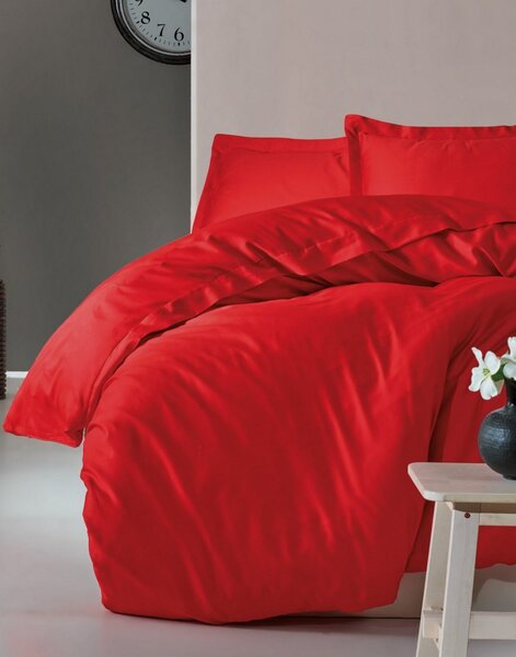 Lenjerie de pat premium satin de lux, Cotton Box, Elegant -Red