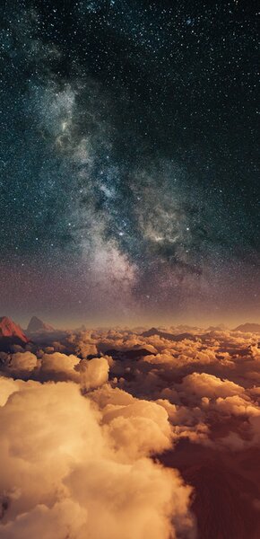 Fotografie de artă Astrophotography picture of 3D landscape with milky way on the night sky., Javier Pardina, (20 x 40 cm)