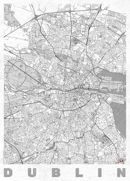 Harta Dublin, Hubert Roguski, (30 x 40 cm)