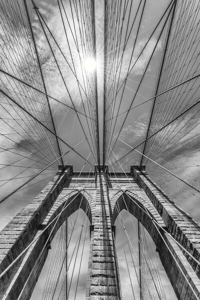 Fotografie de artă NEW YORK CITY Brooklyn Bridge in Detail, Melanie Viola, (26.7 x 40 cm)