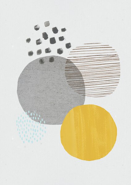 Ilustrare Abstract mustard and grey, Laura Irwin, (30 x 40 cm)