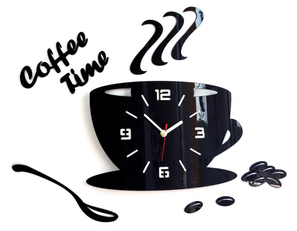 Ceas de perete modern COFFE TIME 3D BLACK NH045-black