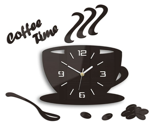 Ceas de perete COFFE TIME 3D WENGE HMCNH045-wenge (ceas modern)