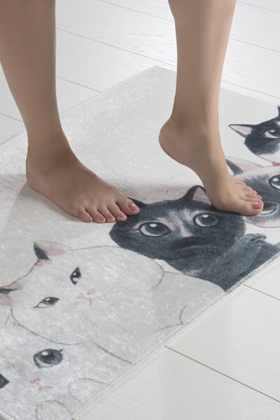 Covoras baie 40x60 cm, Alessia Home, Angry Cats DJT
