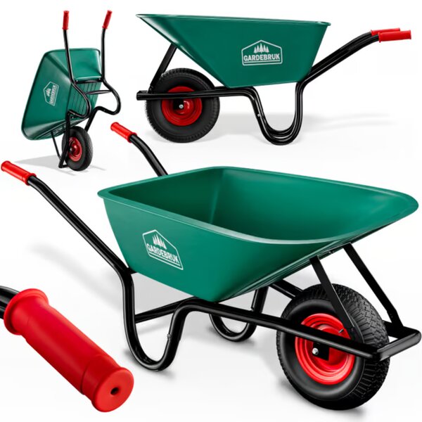 Roabă GREG cu cuvă din plastic, max. 100l/250kg, verde/negru Gardebruk