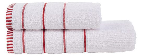 Set 2 prosoape bumbac 100%, Class Home Collection, Alb/Rosu