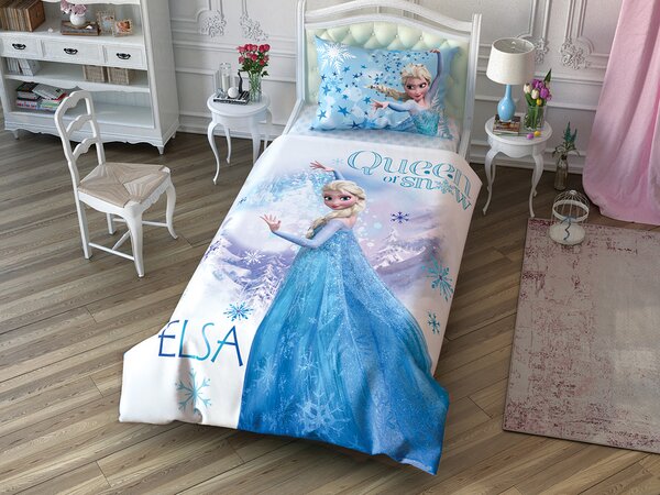 Lenjerie de pat 1 persoana,TAC Disney 3 piese Frozen 2, Elsa