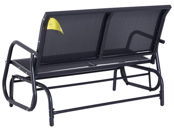Outsunny Banca tip Leagan 2Locuri in Metal, Negru, 123x70x87cm | Aosom Romania