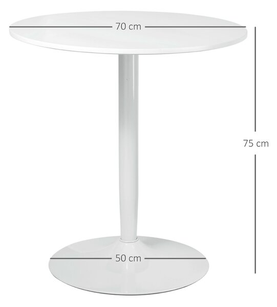 Masa rotunda HOMCOM, baza din otel, suport antiderapant Φ70x75cm, MDF si Otel, Alb | Aosom Romania