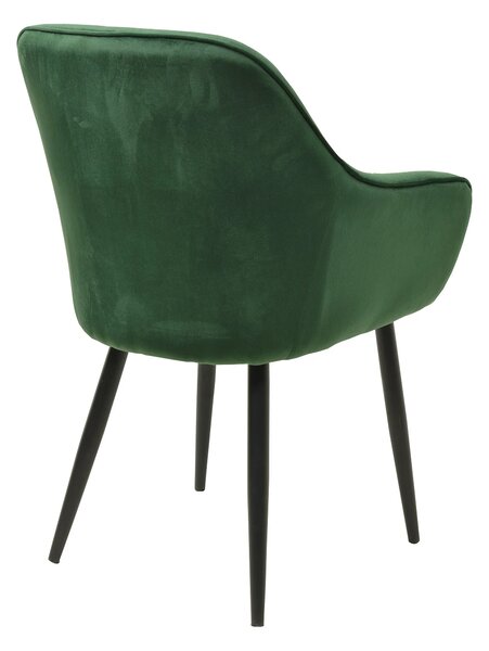 Scaun dining, cadru metalic negru, tapiterie catifea, Verde