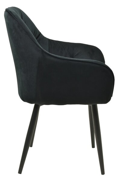 Scaun dining, cadru metalic negru, tapiterie catifea, Negru