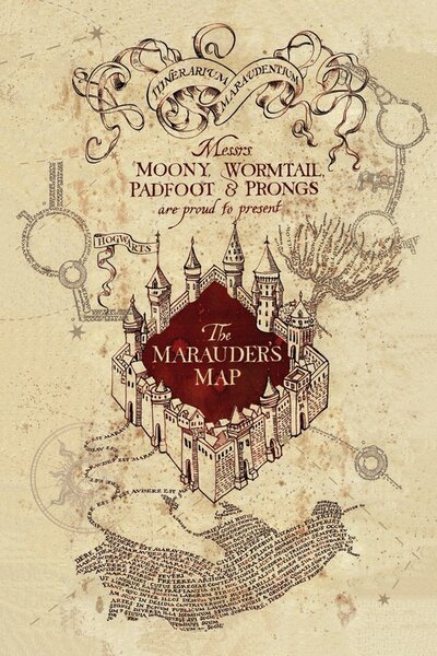 Poster de artă Harry Potter - Harta Marauder, (26.7 x 40 cm)