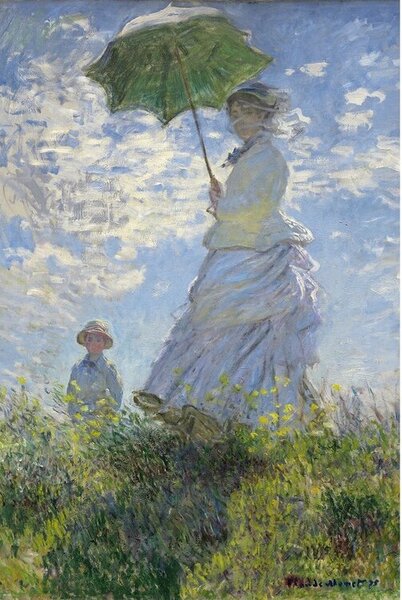 Poster Femeie cu o umbrelă - Madame Monet și fiul ei, (61 x 91.5 cm)