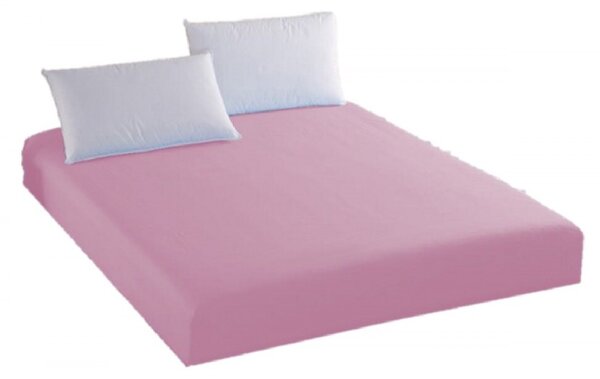Husa pat tricot cu elastic si fata perna, saltea 100x200cm, roz