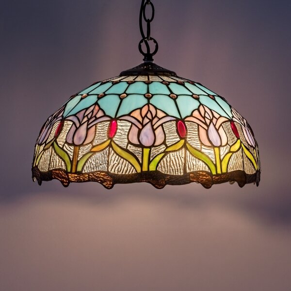 Brilagi - candelabru Tiffany cu vitralii pe lanț LORAS 2xE27/60W/230V