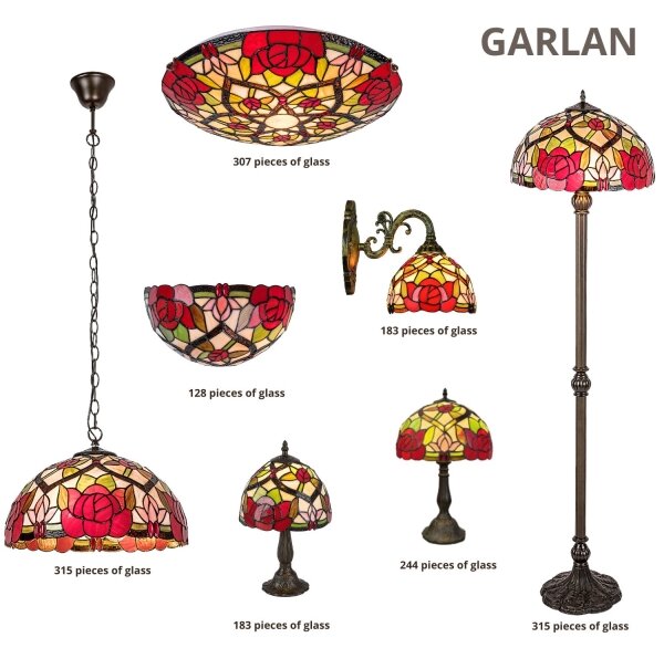 Brilagi - Plafonieră Tiffany cu vitralii GARLAN, 2xE27/60W/230V