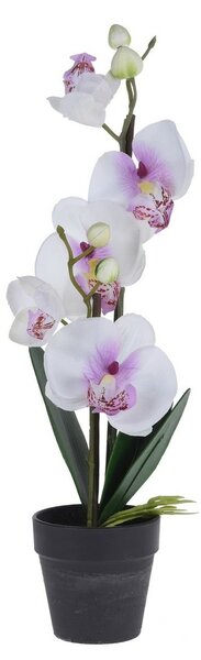 Orchidee artificială în ghiveci, albă, 38 cm