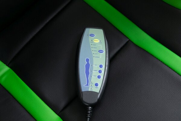 Scaun gaming cu masaj, suport picioare, funcție sezlong, SIG 8069M, Negru/Verde