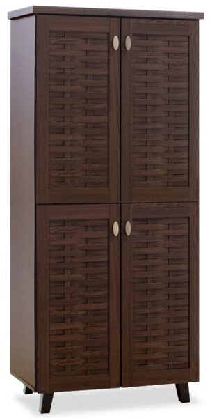 Dulap De Depozitare Pantofi Mantam Cu 4 Uși Pentru 24 Perechi De Pantofi Culoare Nuc 78x40x170,5 cm