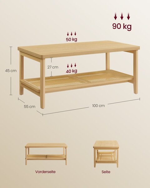 Masuta de cafea Vasagle Bej 100x55x45 cm