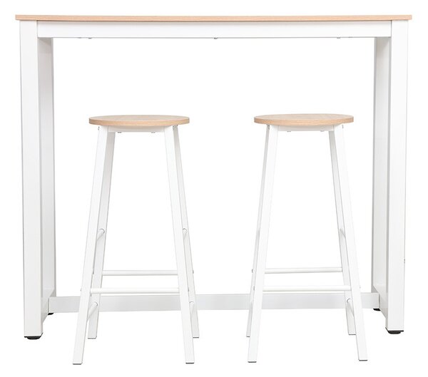 Set bar masa si scaune pentru sufragerie Marle culoare lemn natural - alb picior 120x40x100cm
