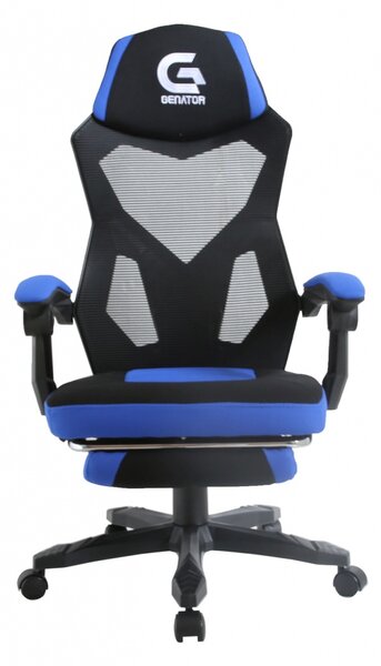Scaun ergonomic, suport picioare, mesh si material textil, SIB 601, Negru/Albastru